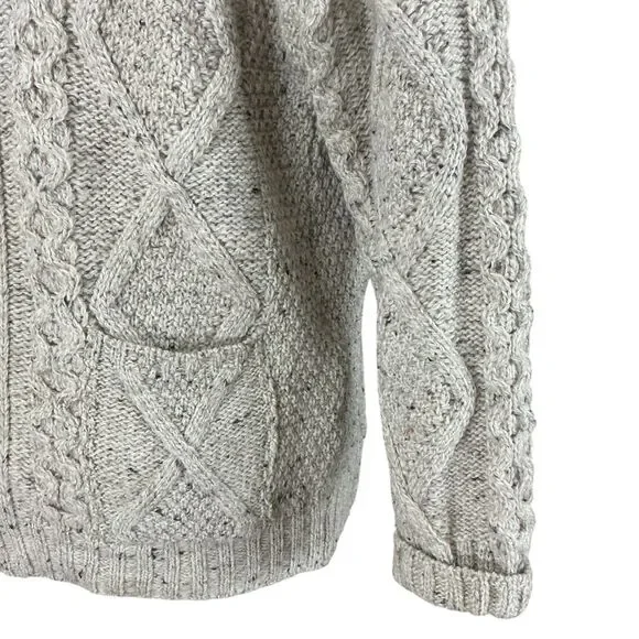 Aran Crafts Merino Shawl Collar Cardigan Sweater Mens L Speckled Stone Ireland